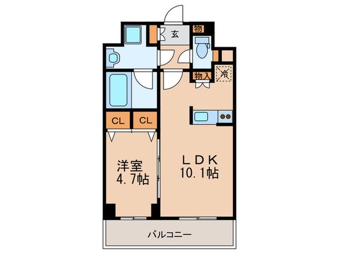 アーバネックス武庫之荘(1LDK/2階)の間取り写真