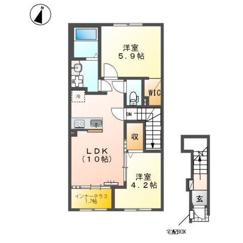 ORIENTAL COURT(2LDK/2階)の間取り写真