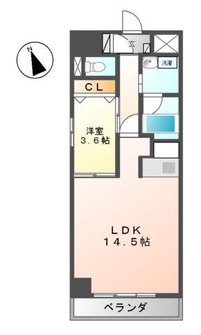 マリオン千種(1LDK/12階)の間取り写真