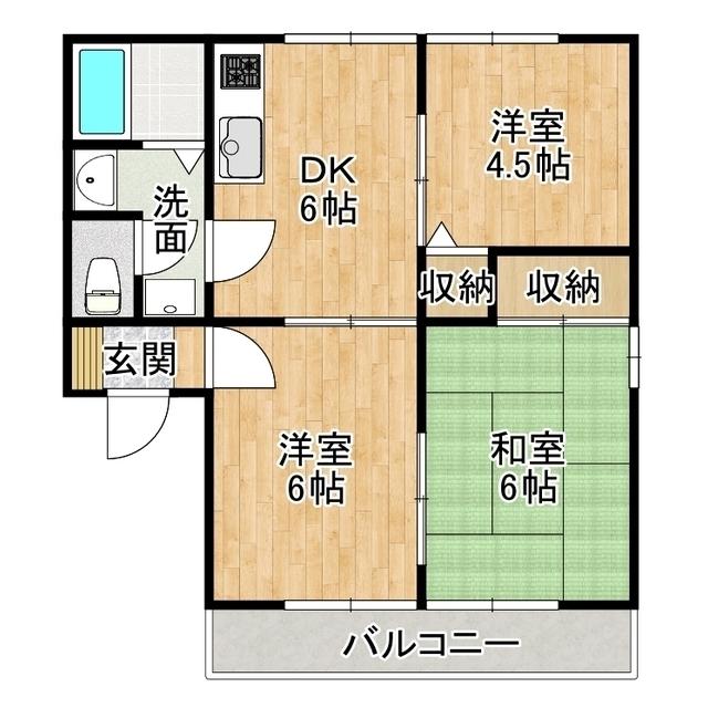 寿壱番館(3DK/2階)の間取り写真