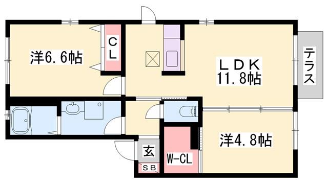 ちどり館(2LDK/1階)の間取り写真