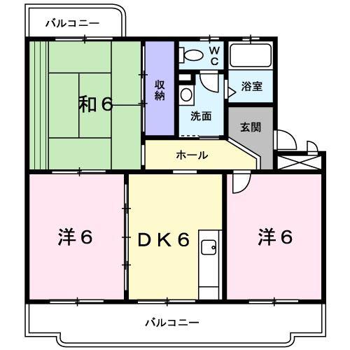 クレセントフジ B(3DK/2階)の間取り写真