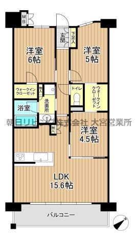 ウエリス浦和美園ノーステラス(3LDK/7階)の間取り写真