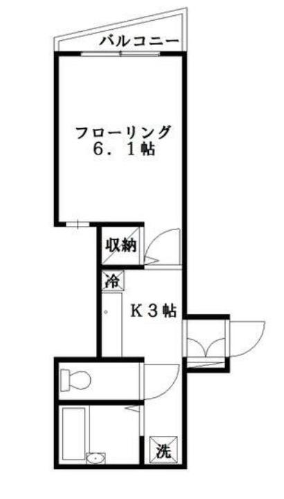 ウエルス東照宮(1K/2階)の間取り写真