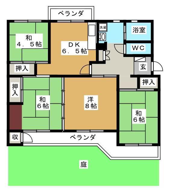 船橋グリーンハイツ4号棟(3LDK/1階)の間取り写真