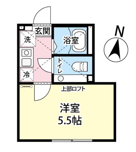 アザーレ・パッシオ久地I(1K/2階)の間取り写真