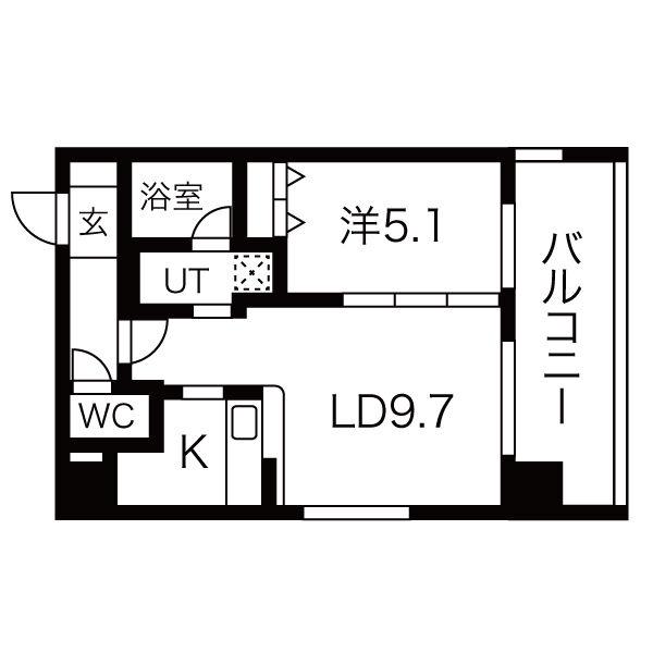 ロックヒルズ札幌(1LDK/7階)の間取り写真