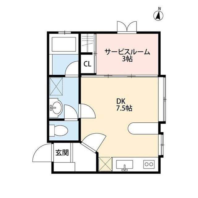 フレンド沼垂(1SK/2階)の間取り写真