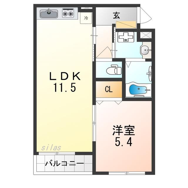 ノワ・メランジェ(1LDK/1階)の間取り写真