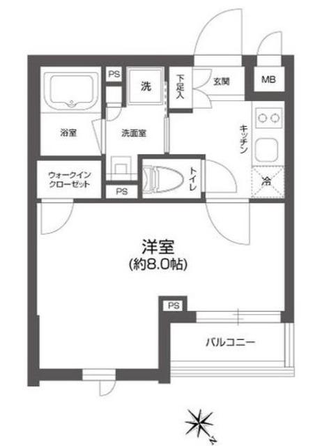 グランパセオ四谷若葉(1K/4階)の間取り写真