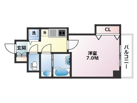 LUXE芦屋南(1K/3階)の間取り写真