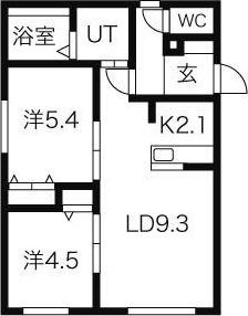 ラティール北円山(2LDK/2階)の間取り写真