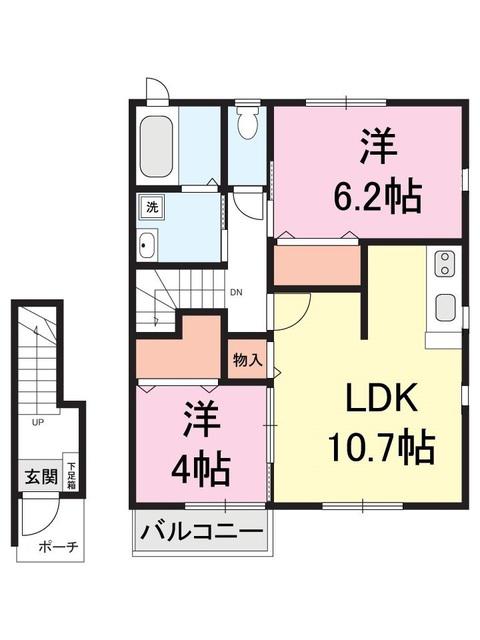 パラディ C(2LDK/2階)の間取り写真