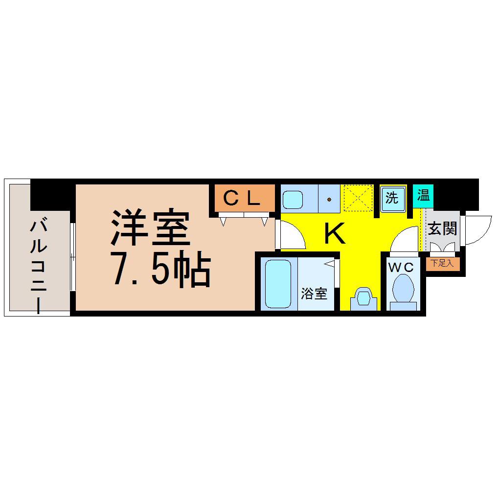 グランカーサ千代田(1K/2階)の間取り写真