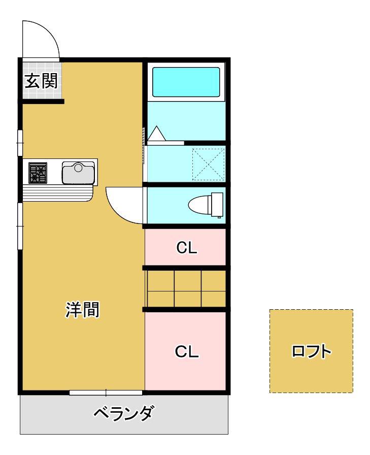 BLOOM大工(1K/1階)の間取り写真