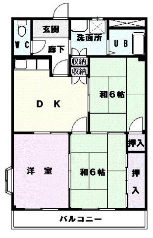 マリッチ赤城(3DK/1階)の間取り写真