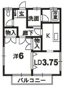 ハイツもみの木(1K/1階)の間取り写真