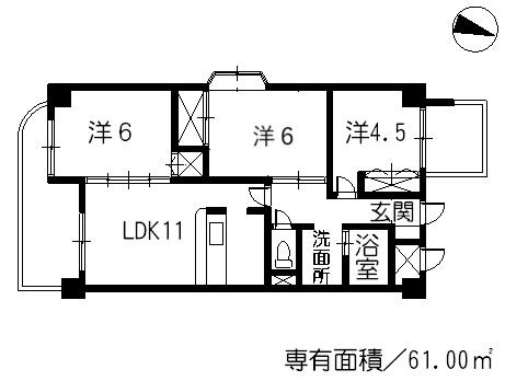 ロイヤルビュー石原(3LDK/5階)の間取り写真