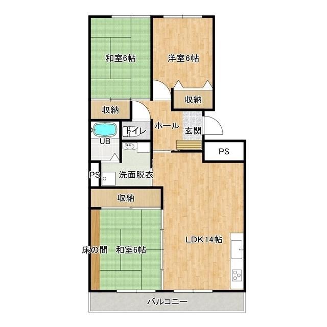 コーポ田富(3LDK/3階)の間取り写真