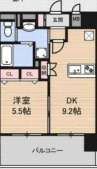 LUXE新大阪II(1DK/3階)の間取り写真