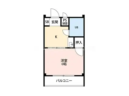 フジイマンション岩田(1K/3階)の間取り写真