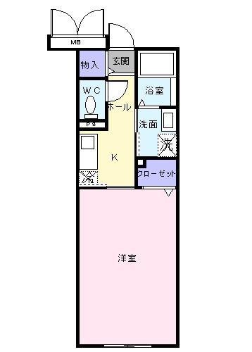 グランデュールR(1K/1階)の間取り写真