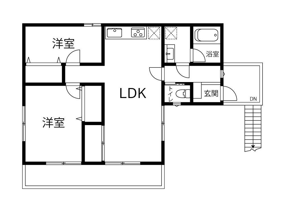 テラスK(2LDK/2階)の間取り写真