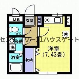 SIEG(ワンルーム/2階)の間取り写真