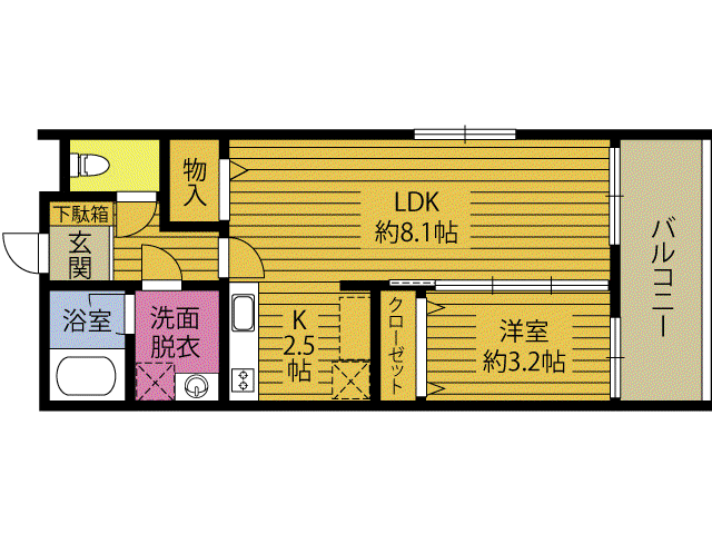 吉弘神社アパート工事(1LDK/2階)の間取り写真