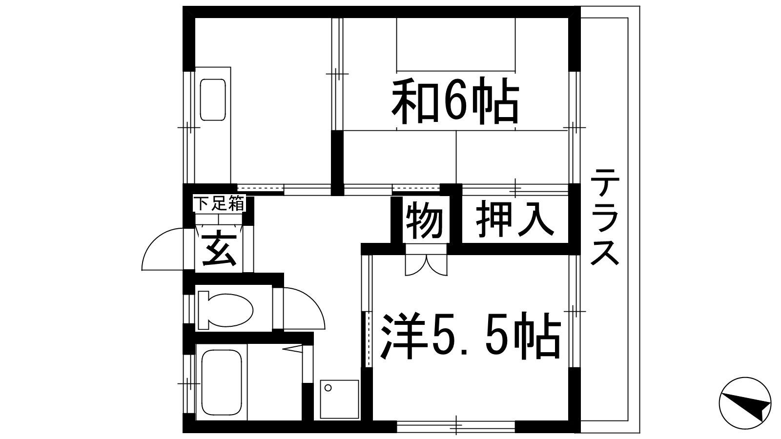 イワオハイツ6号館(2K/1階)の間取り写真
