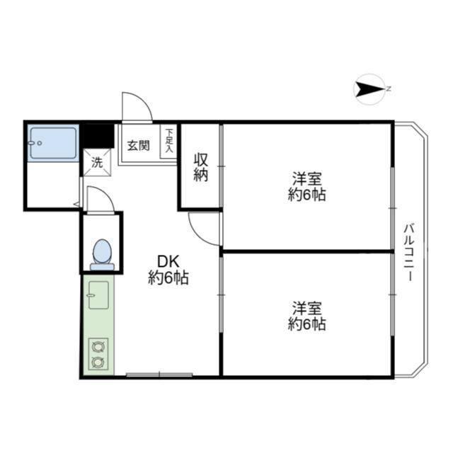 ブランハイム(2DK/2階)の間取り写真