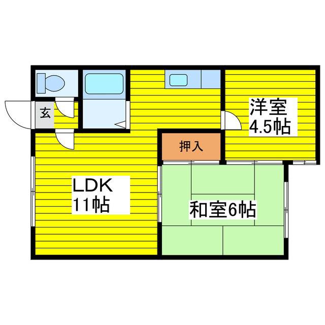 ラフォーレ元町II(2LDK/4階)の間取り写真