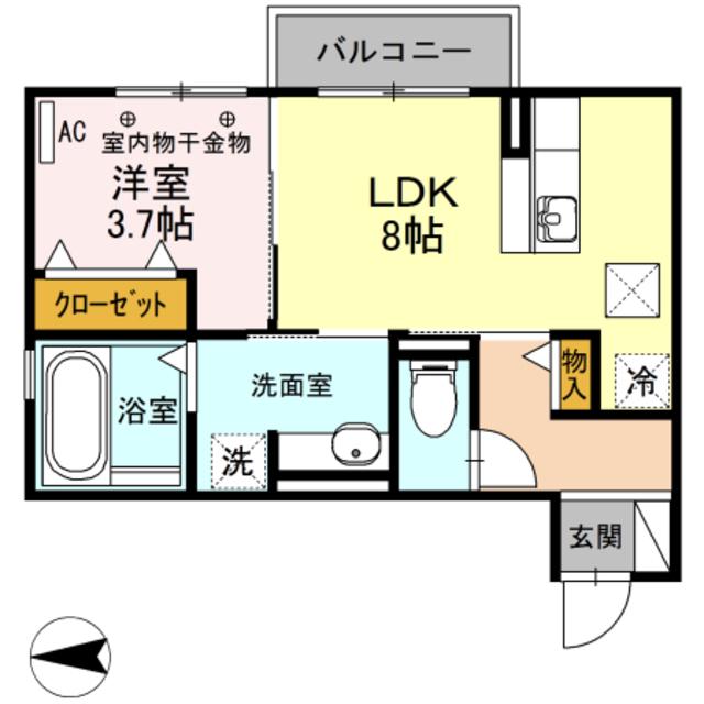 カーサ・ステラ(1LDK/1階)の間取り写真