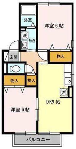 シャルマンコートA棟(2DK/2階)の間取り写真