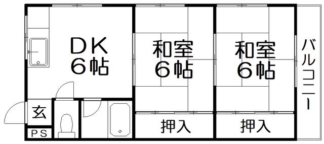 グリーンハイツ西禁野(2DK/2階)の間取り写真
