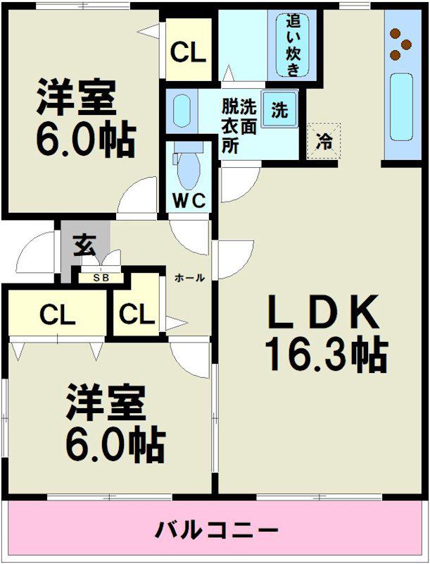 ドルフSK(2LDK/2階)の間取り写真