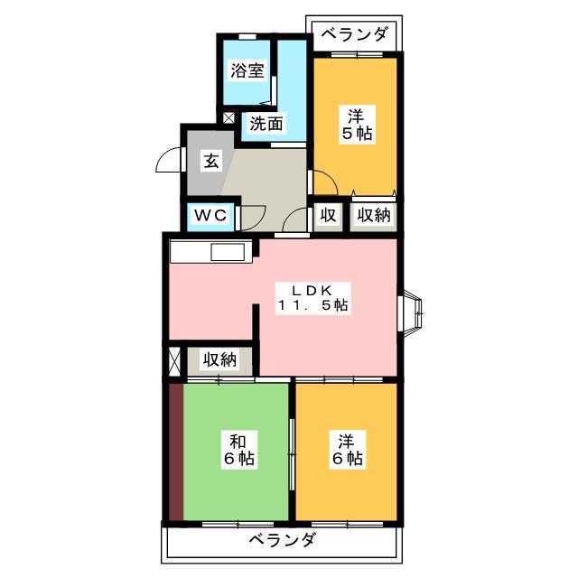 メゾン・ド・飯田(3LDK/1階)の間取り写真
