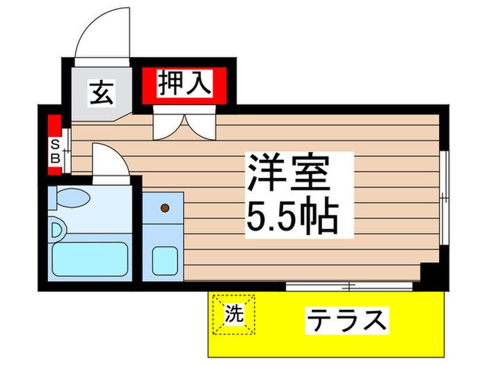 ウエストハイツ(ワンルーム/1階)の間取り写真