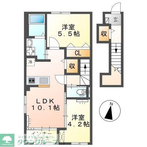 アンソレイユ(2LDK/2階)の間取り写真