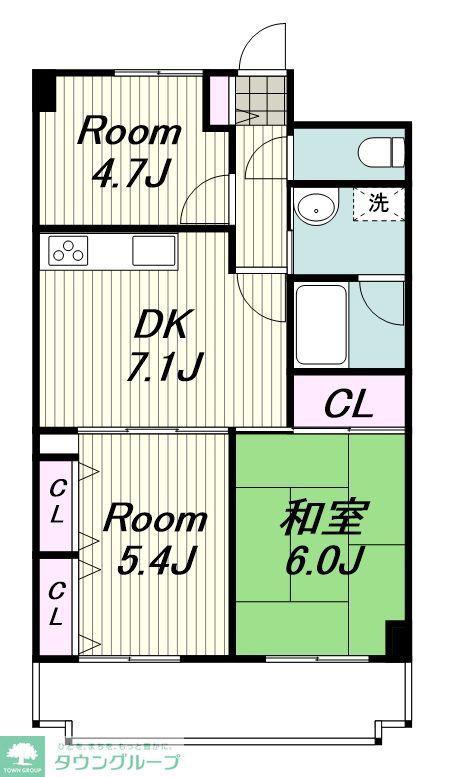 TS GARDEN藤沢長後(3DK/3階)の間取り写真