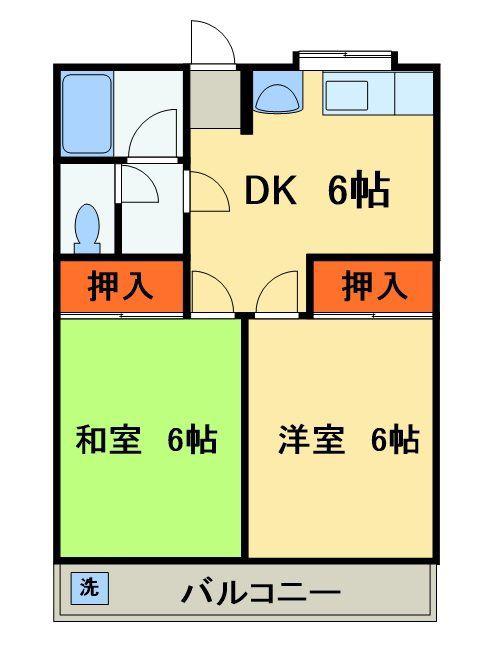 ツカサハイツ(2DK/2階)の間取り写真