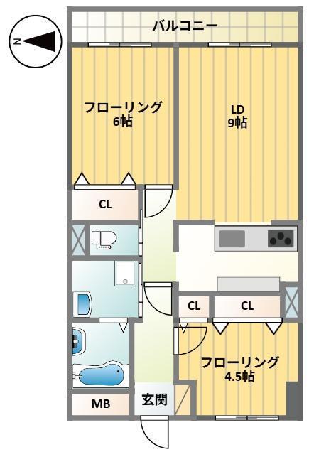 第三富喜マンション(2LDK/2階)の間取り写真