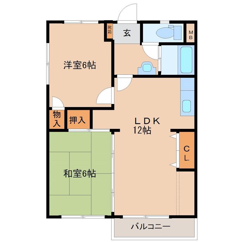 セルクルワン(2LDK/1階)の間取り写真