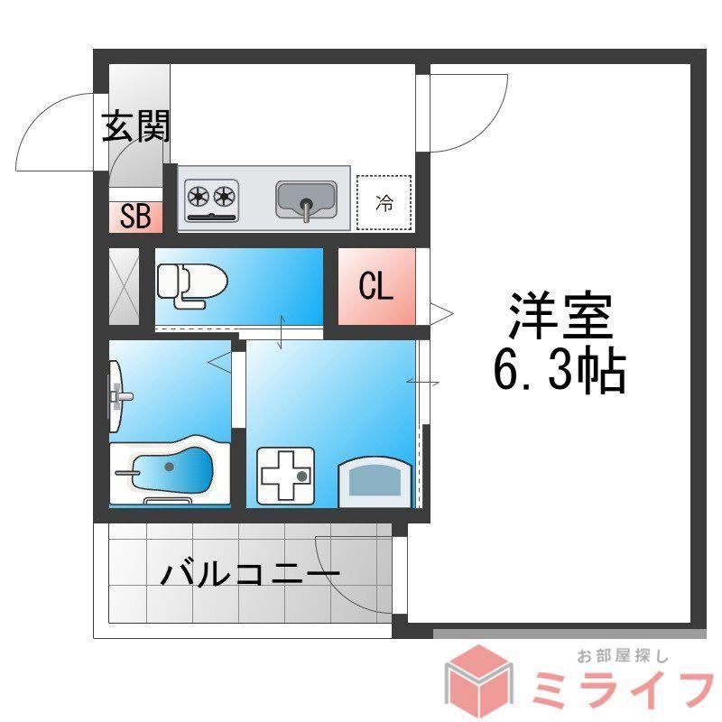H-MAISON平野本町(1K/3階)の間取り写真