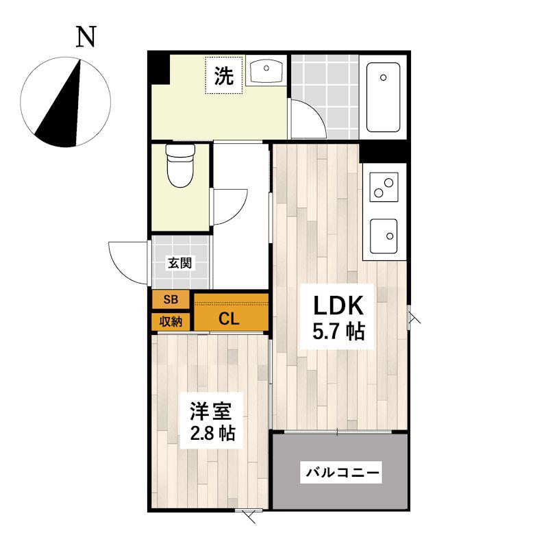 TOMORIE武蔵塚駅(1LDK/1階)の間取り写真