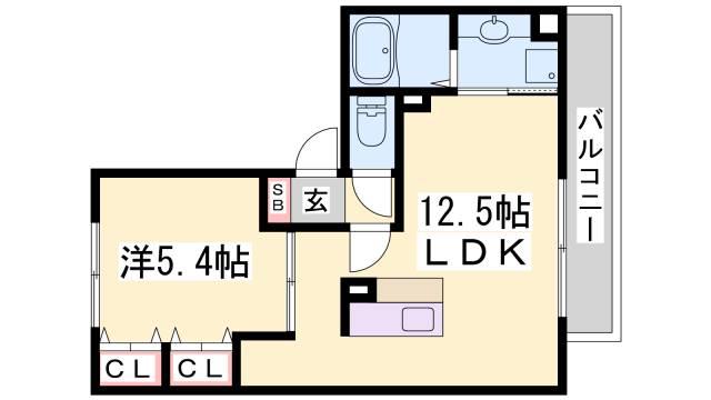 アネックス北神戸(1LDK/1階)の間取り写真