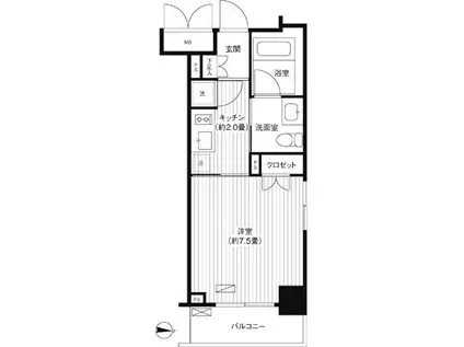 グランハイツ錦糸町(1K/5階)の間取り写真