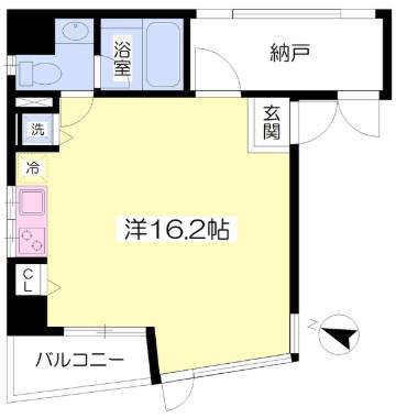 広尾ZERO(ワンルーム/9階)の間取り写真