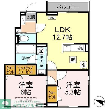 ヒルサイドテラス(2LDK/1階)の間取り写真