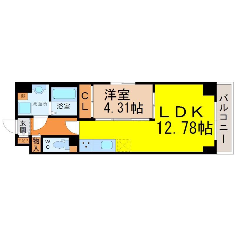 S-FORT熱田花町(1LDK/6階)の間取り写真